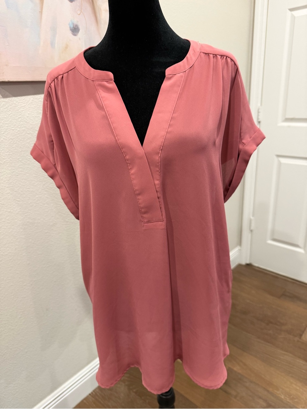 Apt. 9 Dusty Rose V-Neck Short Sleeve Tunic